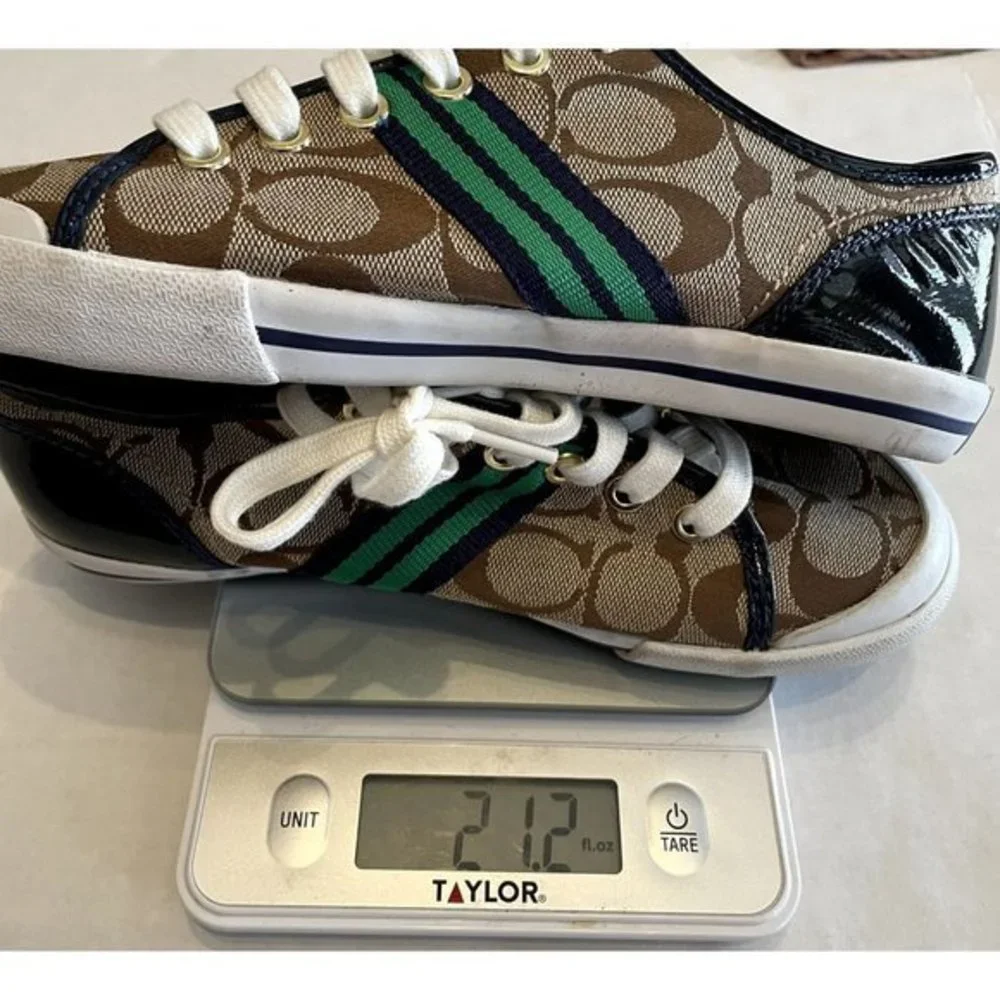 SIZE 6. COACH Folly logo canvas &‎ leather sneakers shoes.